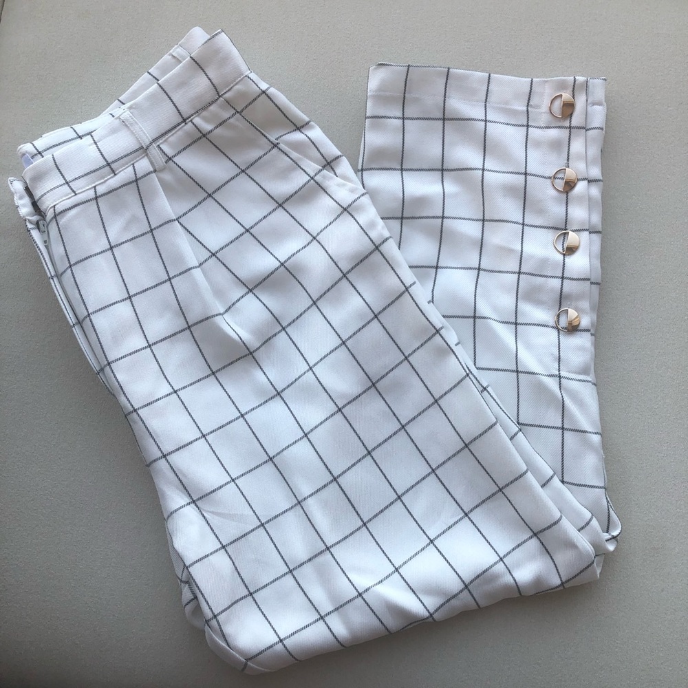 Nordstrom - Chriselle JOA White Plaid Trouser